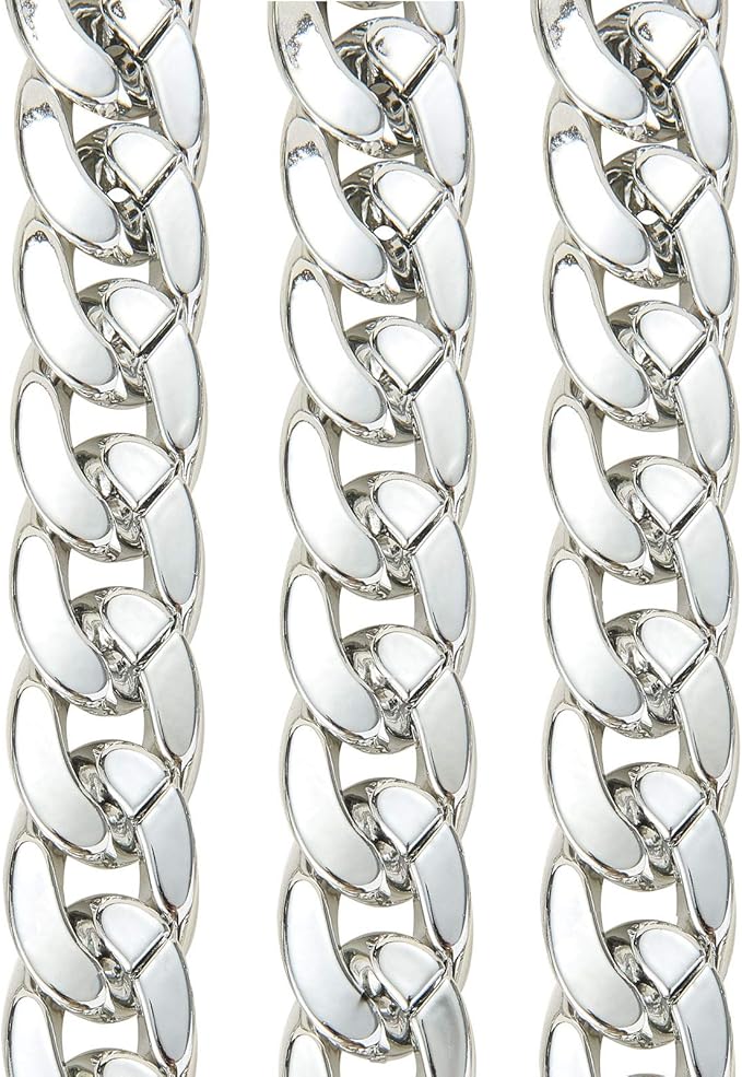 LiQunSweet 5m(16.4 Feet) CCB Plastic Curb Twist Linking Chains Platinum Metal Color Bulk Lot for Chunky Necklace Punk Rock Jewelry Making - 30x21mm