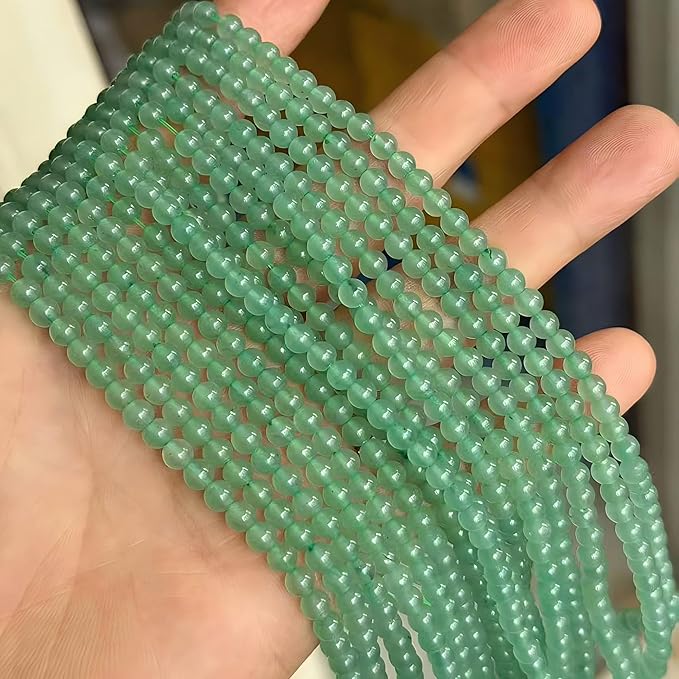 MJDCB Natural Stone Beads Green Aventurine Round Loose Beads for Jewelry Making DIY Bracelet Necklace (4mm)