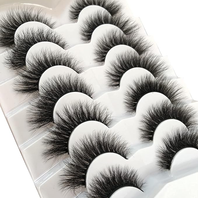 Pooplunch False Eyelashes Cat Eye Wispy Extensions Faux Mink Lashes Pack Short Natural Volume Fake Eyelash Strips 7 Pairs Pack