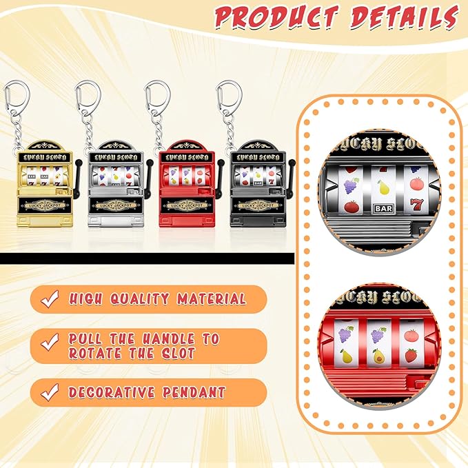 Panelee Slot Machine Keychain Bulk Las Vegas Keychains Mini Casino Kawaii Decoration for Las Vegas Carnival Party Gifts