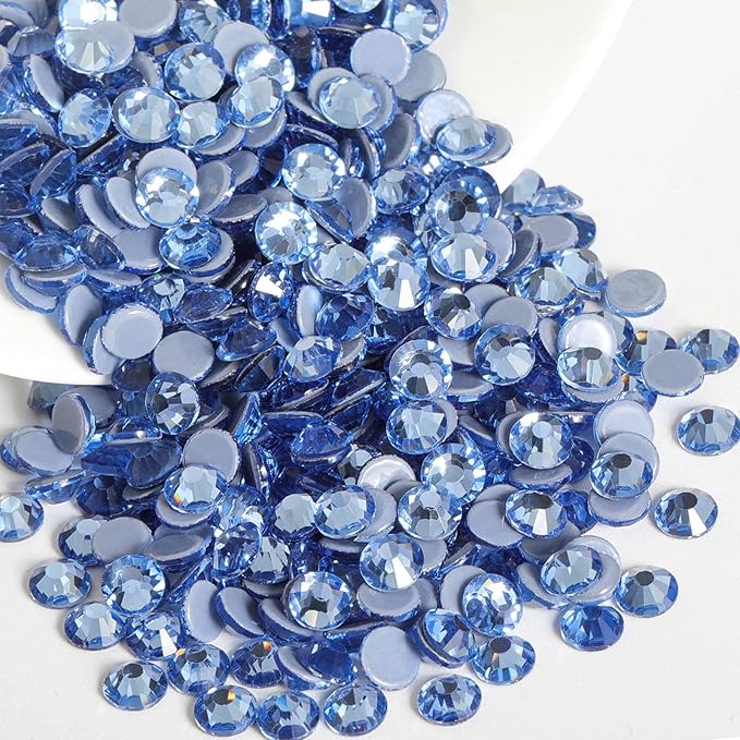 Beadsland Hotfix Rhinestones, 1440pcs Flatback Crystal Rhinestones for Crafts Clothes DIY Decorations, Light Sapphire, SS20, 4.6-4.8mm