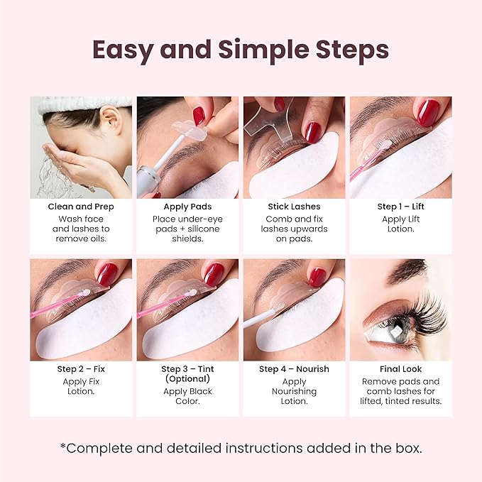 Eyelash Lift Kit – Instant, Salon-Quality Curls Without Harmful Hormones – Safe DIY Kit with 3 Applications – Long-Lasting Lift for Gorgeous Lashes in Minutes