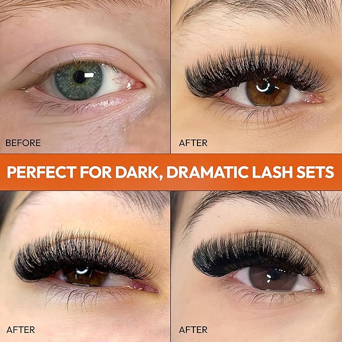 Eyesy Lash 448 Narrow Promade Fans - 10D 0.07mm Thickness CC Curl 9-15mm Mixed Lengths - Mega Volume Eyelash Extension Long Stem Narrow Premade Lash Fans Fluffy Pre Made Eyelash Extension Trays