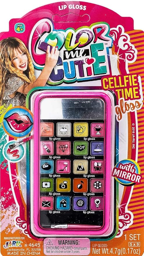 JA-RU Kids Makeup Beauty Toy Kit for Girls (1 Makeup Set) Cell Case with Mirror, Brush and Eyeshadow Palette. Real Washable & Non Toxic Cosmetic. Birthday Princess Party Gifts & Kids Toys. 4645-1