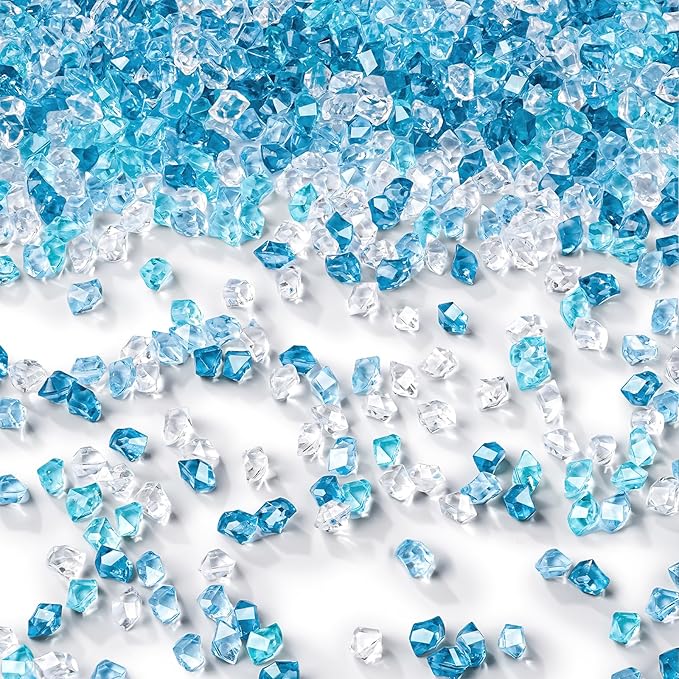 DomeStar 5000PCS Fake Ice Rocks, Mini Fake Clear and Blue Acrylic Crushed Ice Rocks for DIY Craft Wedding Vase Fillers