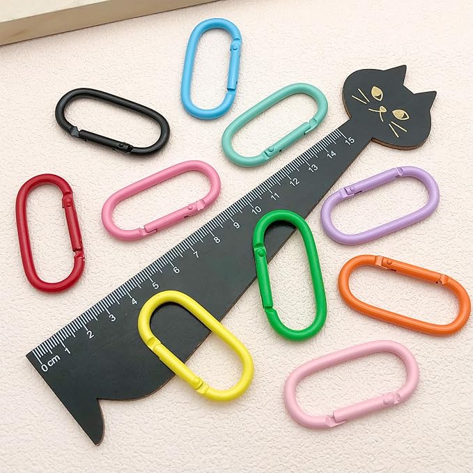 16 Pcs Oval Carabiners Keychain Clip, Cute Track Shape Carabiner Clip, Aluminum Carabiners, Versatile Keychain Clip for Keychains, Water Bottle Holders, Dog Leashes, and More