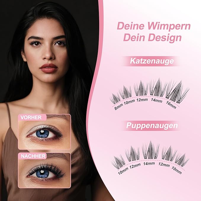 Wispy Spiky Soft Lash Clusters Kit, C Curl 8-18mm, Thin Fiber with 0.05mm Invisible Band, DIY Salon Eyelash Extension Kit with Bond Seal Remover Tweezers, Lightweight, FayJoo FLICKER 11 Kit