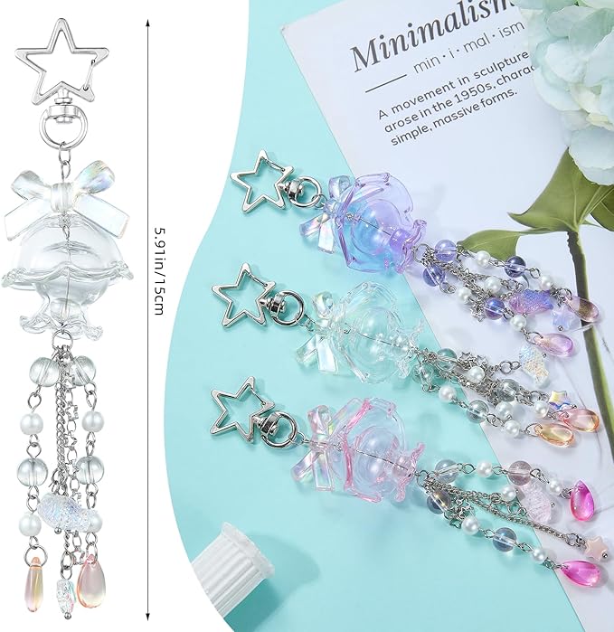 Cute Multicolor Jellyfish Keychains for Women Acrylic with Bow Purse Bag Charms for Backpacks Handbag Decorations