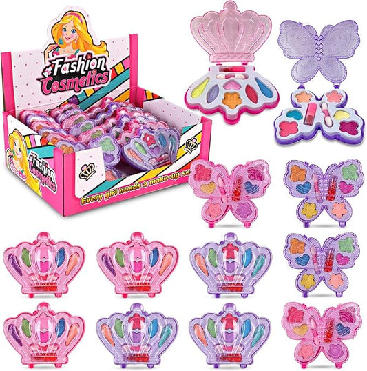 Kids Makeup Kit for Girls – Real Washable Play Cosmetic Set Palette Case, Non-Toxic Pretend Makeup Toys, Perfect Party Favors & Gifts (Palette (12 Pack))