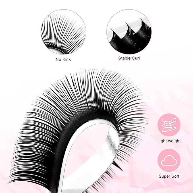 TDANCE Classic Lash Extensions Flat Lashes Eyelash Extensions 0.2mm D Curl Ellipse Eyelash Extensions 13mm Mixed Black Matte Individual Lashes Salon Use(Flat,D-0.2,13mm)