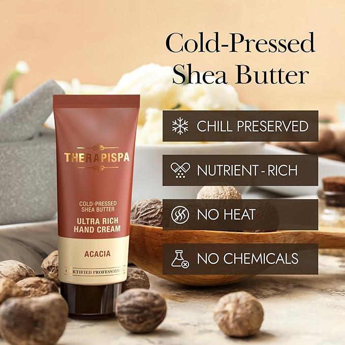 THERAPISPA Ultra Rich Hand Cream – Intensive Hydration & Repair for Dry, Chapped Hands | Enriched with Shea Butter, Ceramides, Niacinamide (B3) & Panthenol (B5) (Acacia, 2.0 oz, Pack of 5)