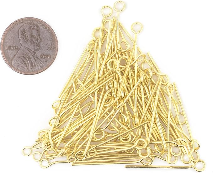 The Bead Chest Gold 21 Gauge 1 Inch Eye Pins (Approx 100 Pieces)