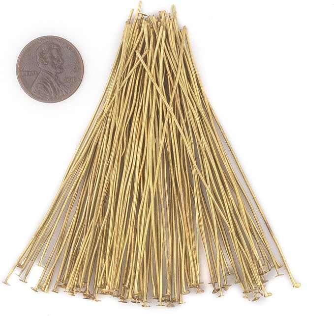 The Bead Chest Brass 21 Gauge 3 Inch Head Pins (Approx 100 Pieces)
