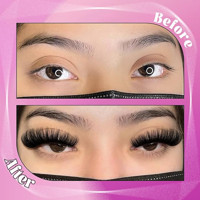 Yawamica Eyelash Clusters Fluffiest Wispy Eyelash Extension 19-25mm Lash Clusters 300D Mega Volume Individual Lashes 240pcs Cluster Lashes DIY Lash Extension by Self for Beginners