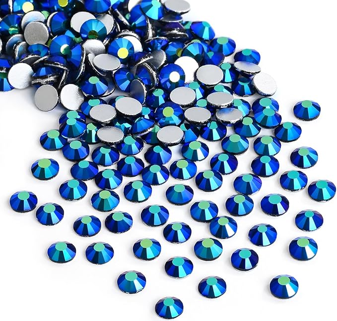 Jollin Glue Fix Crystal Flatback Rhinestones Glass Diamantes Gems for Crafting Nail Art Crafts Decorations Clothes Shoes 2.4mm (ss8 2880pcs, Jet AB)