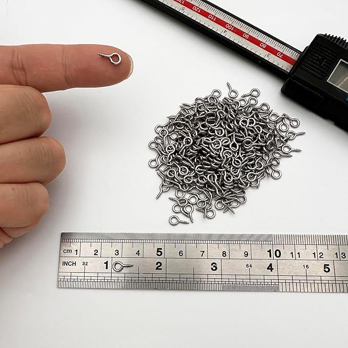 600 Pcs (304) Stainless Steel Small Screw Eye Pins Jewelry Hooks 5mm x 10mm Eyelet Hook Screws Ring Mini Screw Hooks