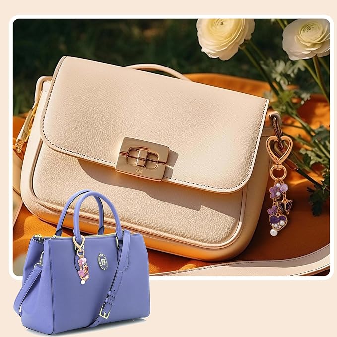 Y2K Keychain Set Heart Butterfly Pearl Flower Bag Charms,Cute Aesthetic Accessories for Women Gifts Keys Bags Purse