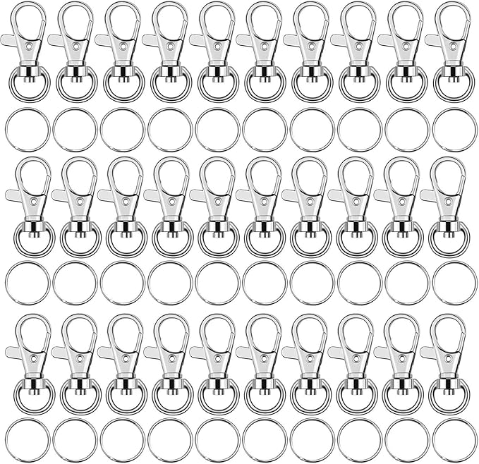 Key Chain Swivel Hooks, Anezus 100pcs Keychain Hardware Metal Swivel Snap Hook Lanyard Clips Hooks with Keychain Rings for Keychain Hardware and Lanyard Charms