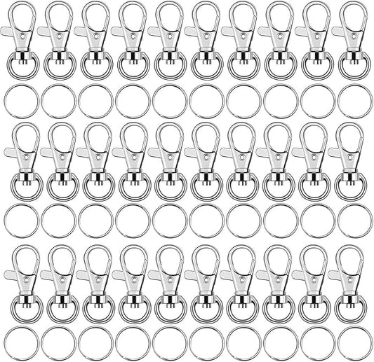 Key Chain Swivel Hooks, Anezus 100pcs Keychain Hardware Metal Swivel Snap Hook Lanyard Clips Hooks with Keychain Rings for Keychain Hardware and Lanyard Charms