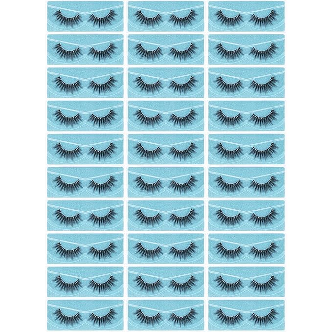 Wholesale Lashes, 3D Faux Mink Eyelash Bulk, 18mm Handmade Reusable Eye Lash, Dramatic Fluffy False Lash with Glitter Portable Packing (30 pairs - A20)