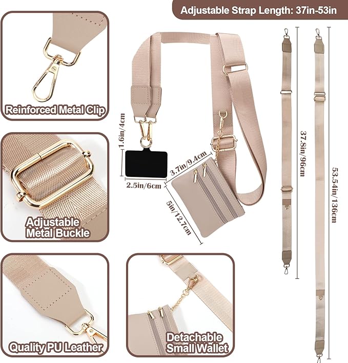 XANGNIER Clip and Go Strap for Phone with Wallet Crossbody, Phone Strap with Zippered Wallet, Adjustable Anti Theft Cellphone Lanyard for Women, Cellphone Chain Accessories,Multicolor 7