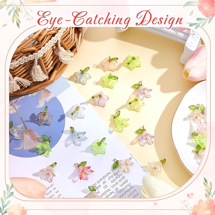 Jetec 50 Pieces Resin Charm Pendant Jewelry Finding Charm DIY Decor Making Resin for Women Bracelet Necklace Earrings Keychain Craft