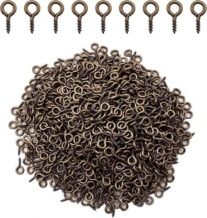 1000 Pcs Small Eye Pins Screws Jewelry Making Eyelets Pins for Craft Bronze 10 x 5mm