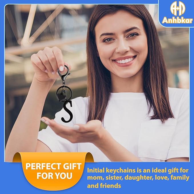 A-Z Heart Initial Letter Keychain, Stainless Steel Alphabet Charm for Handbags, Gift for Women and Girls