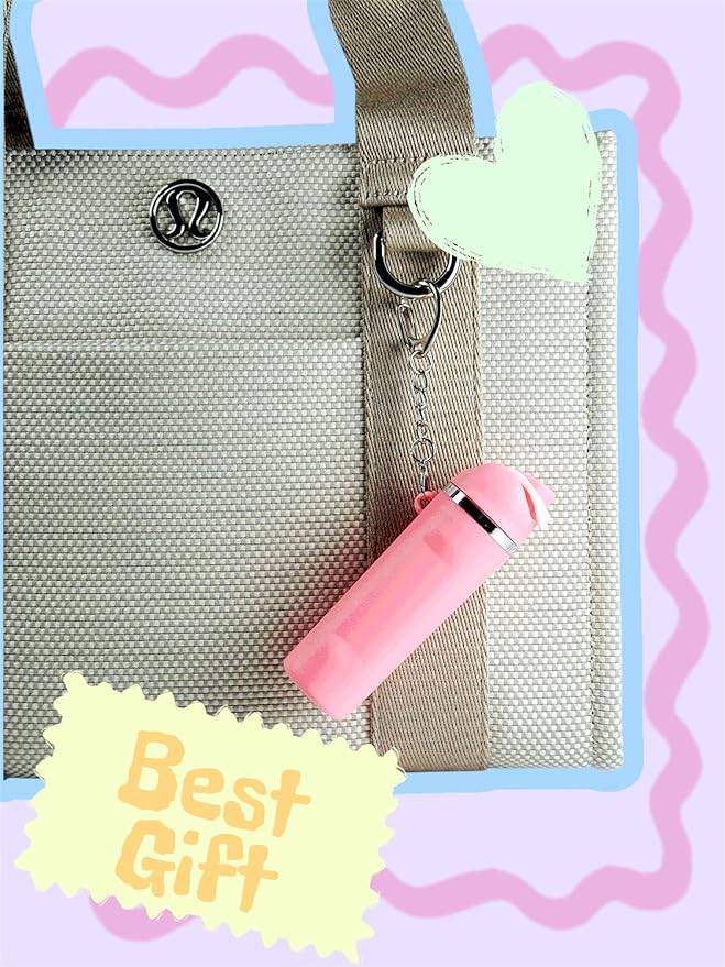 Mini Trendy Bottle Keychain Accessories Compatible with Owala Water Cute Tumbler Cup Chapstick Lip Balm Holder Charms