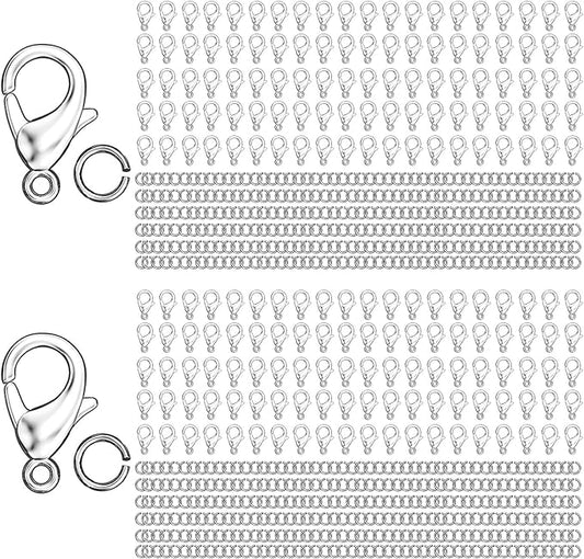 700Pcs Lobster Claw Clasps and Open Jump Rings Set, 14K Gold and Silver Necklace Clasps and Closures Lobster Parrot Trigger Clasp for Jewelry Making