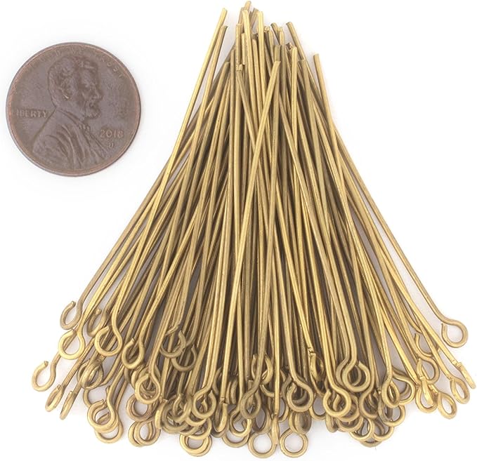 The Bead Chest Brass 21 Gauge 2 Inch Eye Pins (Approx 100 Pieces)