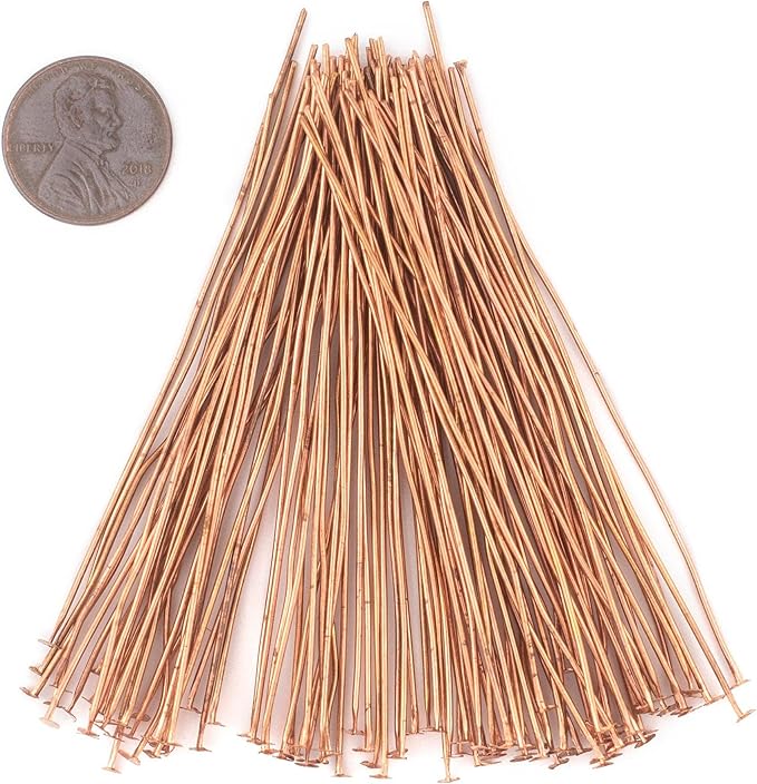 The Bead Chest Copper 21 Gauge 3 Inch Head Pins (Approx 100 Pieces)
