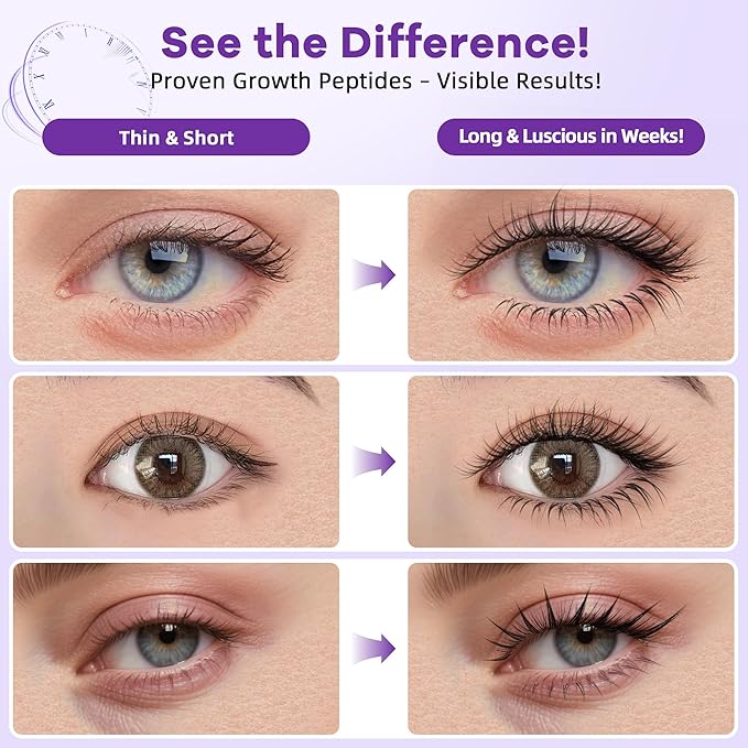 DQOJVU Eyelash Growth Serum for Longer Thicker Lashes, Natural Vegan Lash Enhancer, Safe for Sensitive Eyes, Gifts for Women Girlfriend, 4ml (0.13Fl Oz) Silver