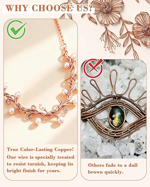FIVEIZERO 131ft 22 Gauge Copper Wire for Jewelry Making, Pure Dead Soft Bare Copper Wire for Electroculture Gardening, Crafting, Beading, Sculpting