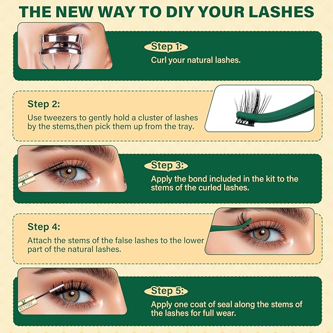 KEYYOU LASH Manga Lash Clusters 8-18mm Fairy Eyelash Clusters Natural DIY Lash Extension Wispy with Soft Thin Band(MG02)