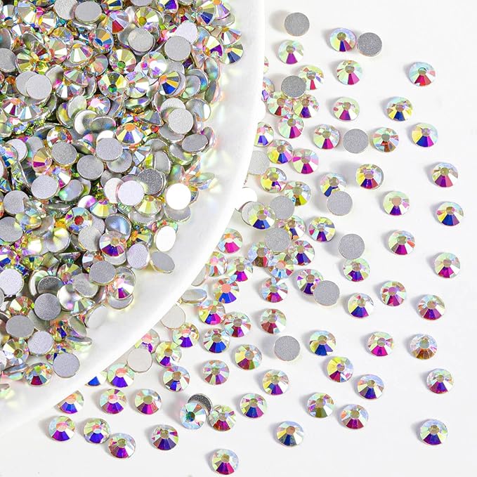 Beadsland Flatback Rhinestones Bulk,14400pcs AB Rhinestones for Nails Crafts Clothes DIY Decoration, Crystal AB, SS12,3.0-3.2mm