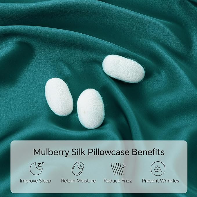INFIIXSO Body Pillow Cover with Zipper, Luxury Mulberry Silk Body Pillow Case 20x54 Inches, Ultra Smooth and Soft Cooling Long Pillowcase, Gift for Women, Men(Teal)