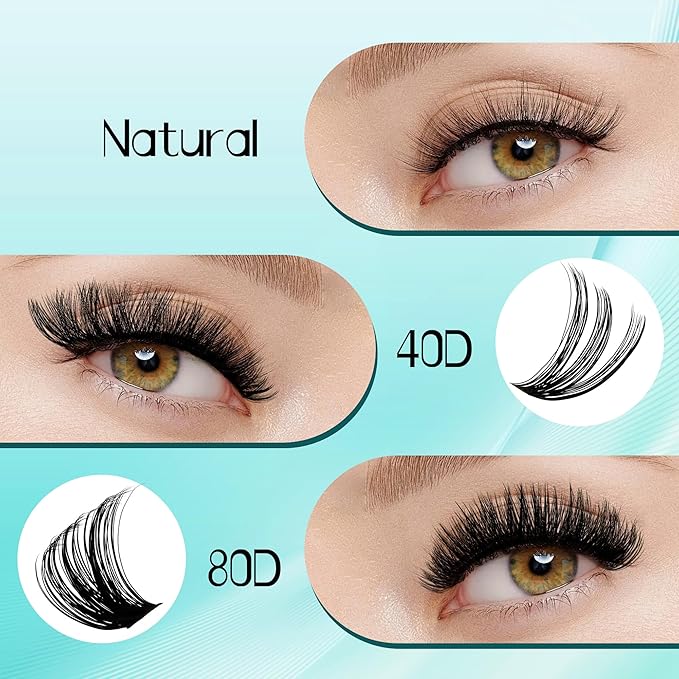 GEMERRY Lash Extension Kit DIY 280pcs Lash Clusters Kit Eyelash Extension Kit D Curl Individual Lashes Kit with Lash Bond and Seal Lash Tweezers for Self Use（40P-10-18mm)