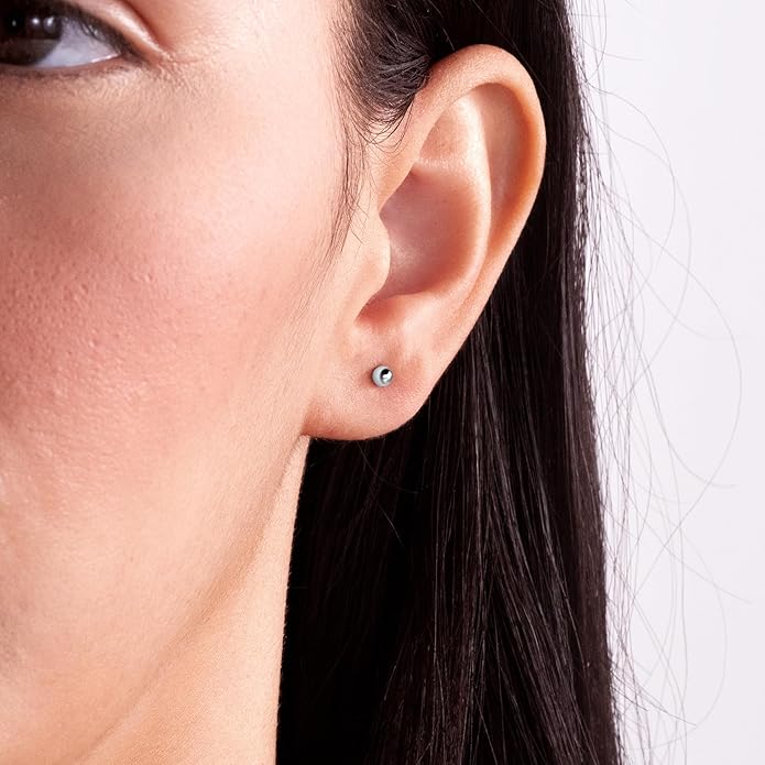 14k Real White Gold Ball Stud Earrings for Women & Men (2mm-8mm Diameter) - Real 14k Gold, Secure Screw Back Design