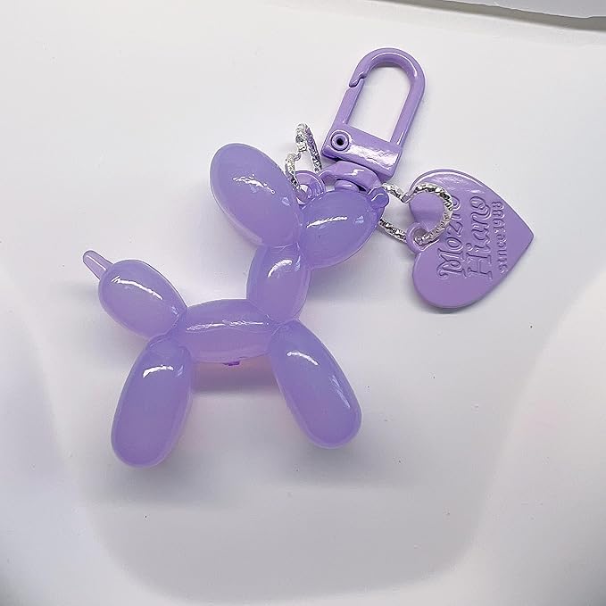 LAEKOU Jelly Balloon Dog Design Keychain for Women, Cute Girls Key Chain, Bag Charms Accessories for Car Purse Backpack