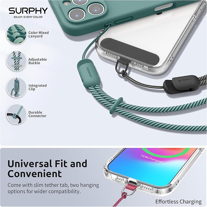 SURPHY 3 Pack Phone Wrist Strap with CellPhone Tether Tab, Cellphone Lanyard, Phone Strap with 2-Color Braided, Wrist Lanyard