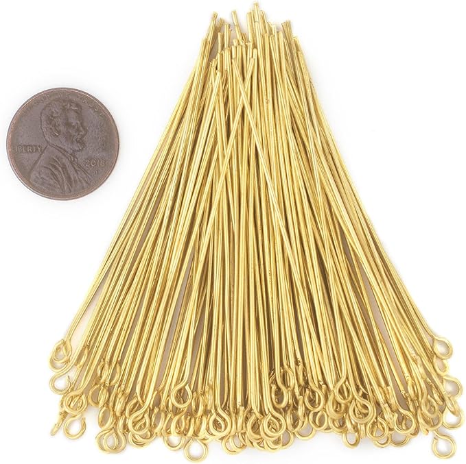 The Bead Chest Gold 21 Gauge 2.5 Inch Eye Pins (Approx 100 Pieces)