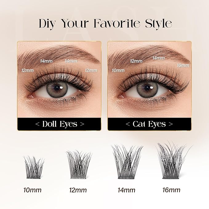 BEFER Eyelash Clusters, 180 Pcs D Curl Volume Individual Lashes Extensions Eyelash Clusters 10-16MM Wispy Lashes DIY At Home (Enigma,FD09)