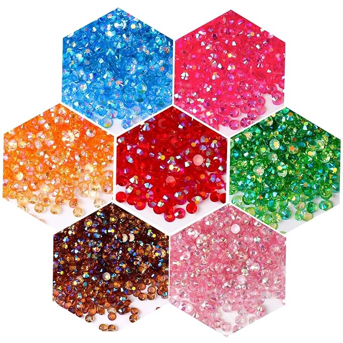 1000 Pieces SS20 5mm Flatback Rhinestones AB Clear Round Gems Crystals for Nail Art DIY Crafts Clothes Shoes Bags （Transparent Dark Purple AB）