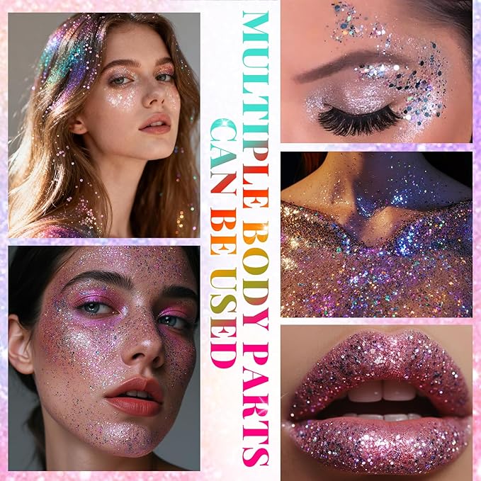 Green Face and Body Glitter Stick for Sparkling Makeup, Hair Glitter Accessories for Women, Highlighting Stick for Fairy Dust Makeup, Cheerful Face Glitter for Festive Parties and Carnivals