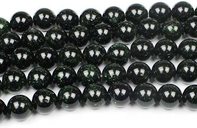MJDCB Best Sellers Green Sand Stone Round Stone Beads for Jewelry Making DIY Bracelet Necklace (6mm)