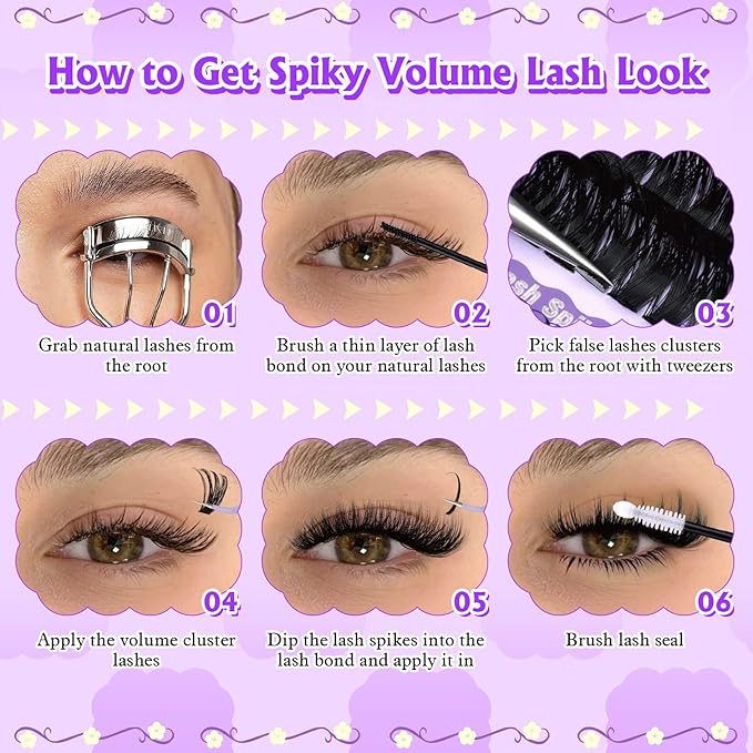 Lash Clusters with Spikes 60D-100D Volume Eyelash Clusters Spiky Individual Lashes Clusters 10-22mm Cluster Eyelash Extensions Wispy Cluster Lashes DIY Mega Lash Extension Manga by calphdiar