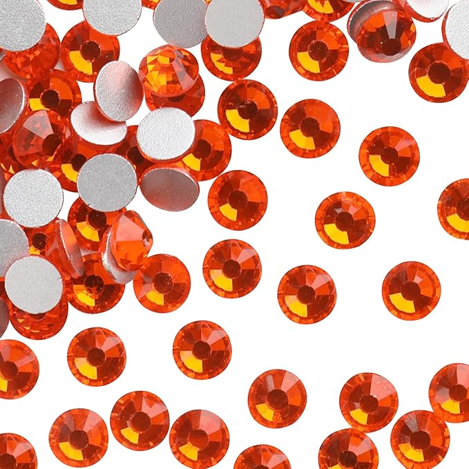 Jollin Glue Fix Crystal Flatback Rhinestones Glass Diamantes Gems for Crafting Nail Art Crafts Decorations Clothes Shoes 7.2mm (ss34 288pcs, Lt Siam)