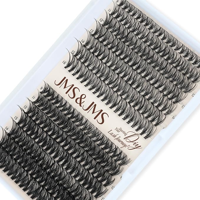 JMS&JMS DIY Lash Clusters 280pcs Individual Lashes D Curl Cluster Eyelash Extensions 30D+40D 9-16MIX Wispy Lash Extension at Home