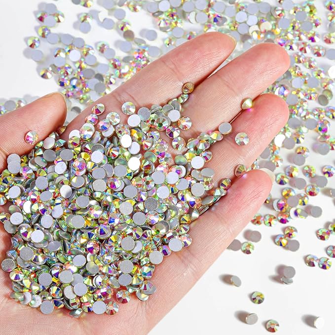 Beadsland Flatback Rhinestones Bulk,2880pcs AB Rhinestones for Nails Crafts Clothes DIY Decoration, Crystal AB, SS34, 7.1-7.3mm